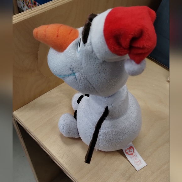 ✓TY Beanie Baby - OLAF the Snowman Sparkle With SANTA HAT (Frozen Movie) 7in - Picture 8 of 14